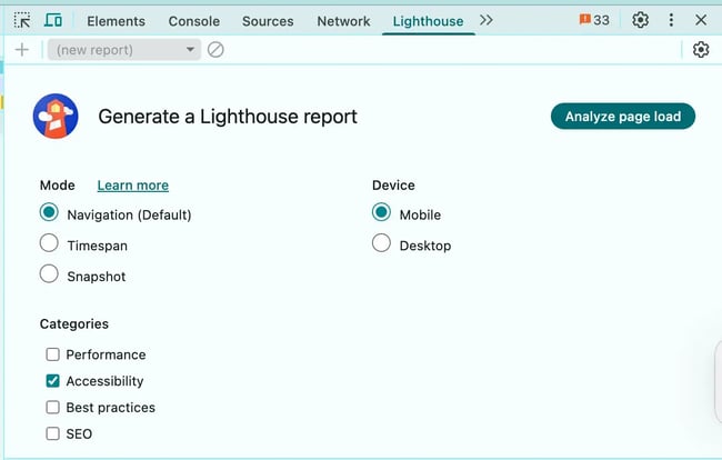 web accessibility tools, lighthouse