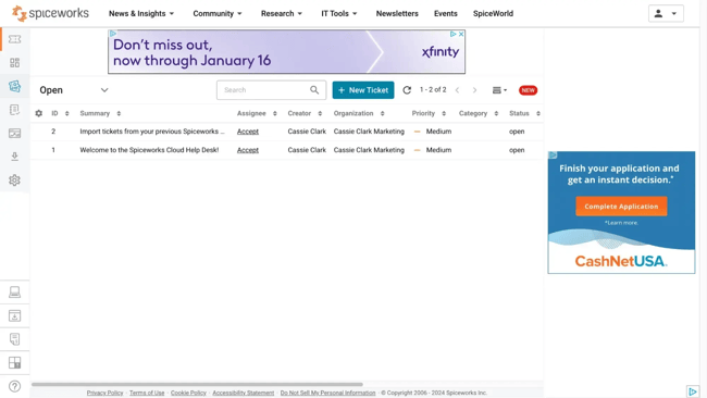 web based help desk software, spiceworks