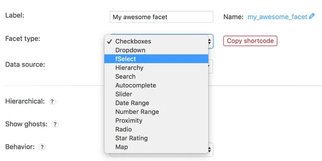 web page for the WordPress search plugin FacetWP