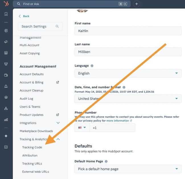 web traffic increase, go to tracking in menu