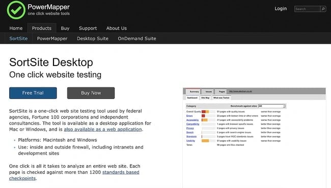 the page for the online web accessibility tool sortsite