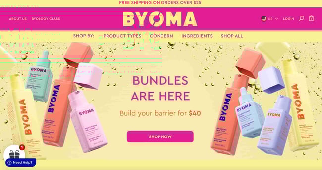 BYOMA uses product photography to stand out.