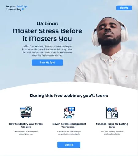 webinar landing page template, unbounce