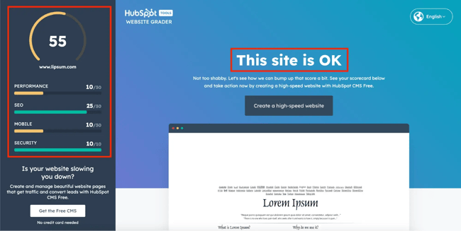 website audit example using hubspot’s free website grader-1