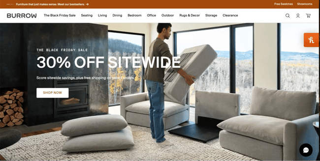 website home page design, burrow