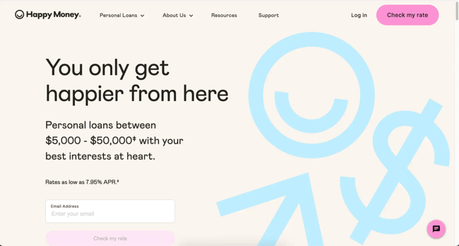 website home page design, happy money