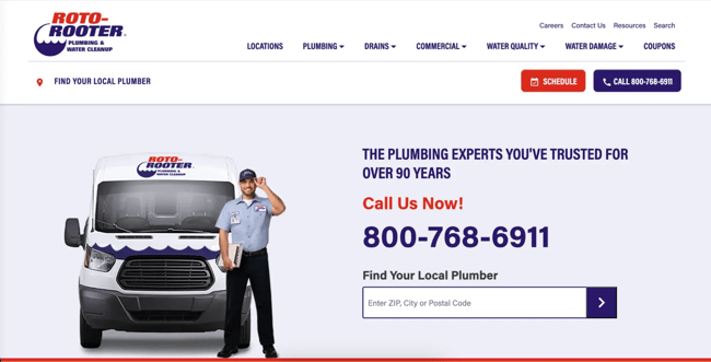 website home page design, rotorooter