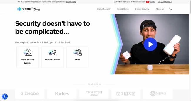 website home page design, secuirty