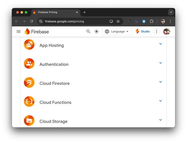 website with user accounts; firebase