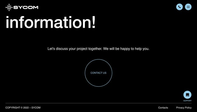 website footer examples: sycom