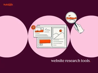 website research tools illustration with website and magnifying glass