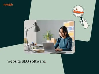 Woman researching website SEO software on her laptop