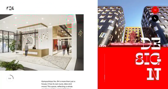 K24 Moscow website animation example