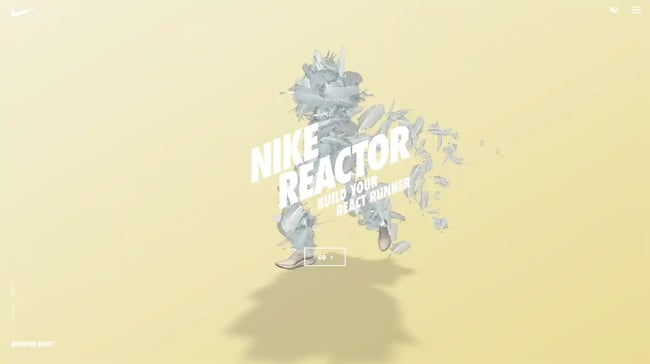 NIKE REACTOR website animation example