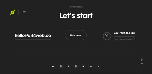 Website footer optimization example from art4web