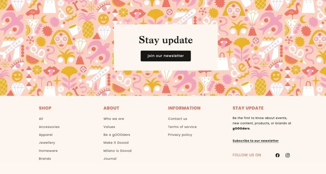 Website footer optimization example from gOOOders