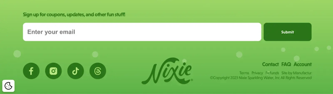 Website footer optimization example from Nixie