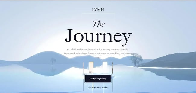 website layout examples, the journey uses a video effect layout