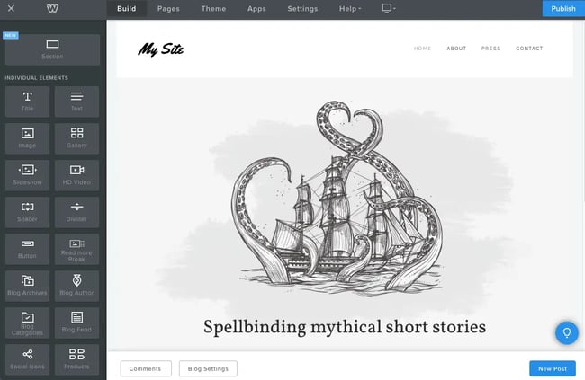 weebly drag-and-drop editor, blog hosting