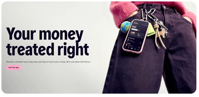 Klarna app interface on smartphone showing payment management features and flexible payment options