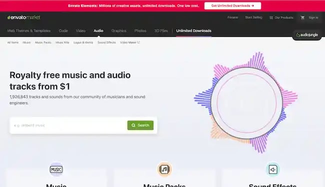 where to find royalty free music, audiojungle