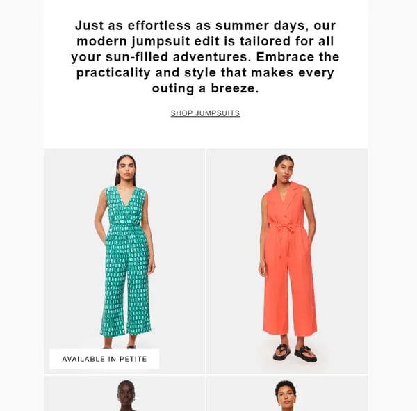 Whistles email drip campaign features the best products in its new collections.