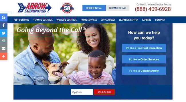 white glove customer service example: arrow exterminators