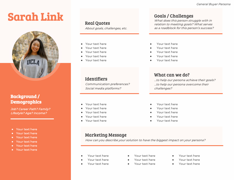 white glove customer service template: buyer persona