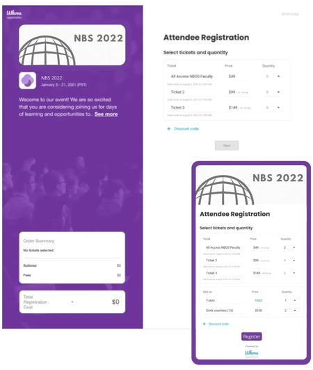 whova offers a desktop and mobile functionality of their event registration tool, popular for conference organization