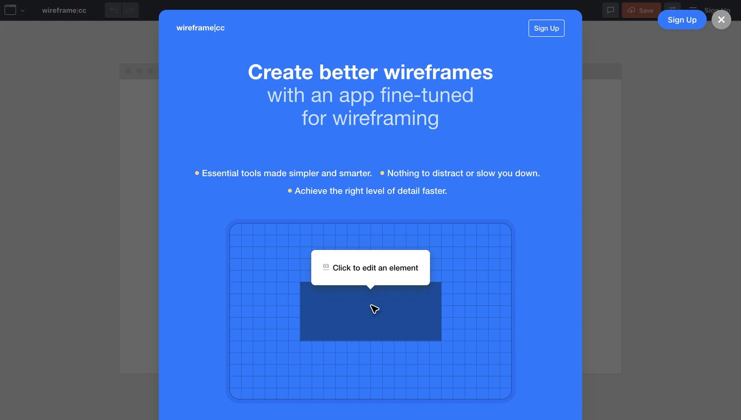 Wireframing tools: Wireframe.cc