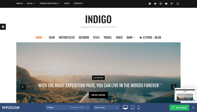 wordpress food blog themes, Indigo