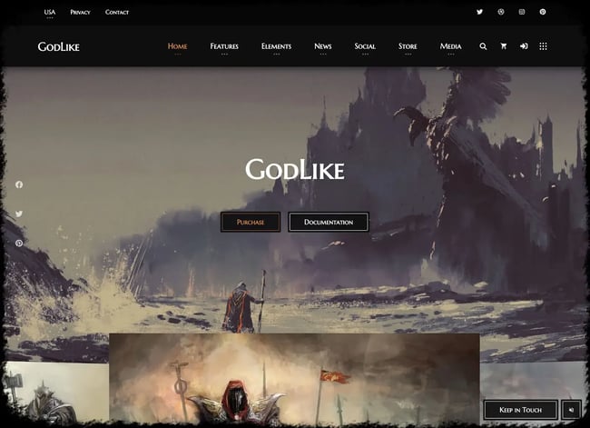 Video game WordPress theme, Godlike