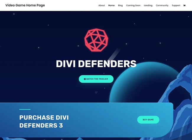 Video game WordPress theme, Divi