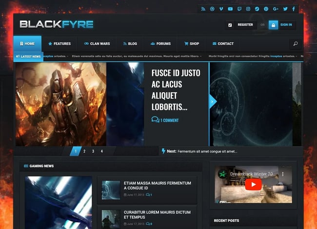 Video game WordPress theme, Blackfyre