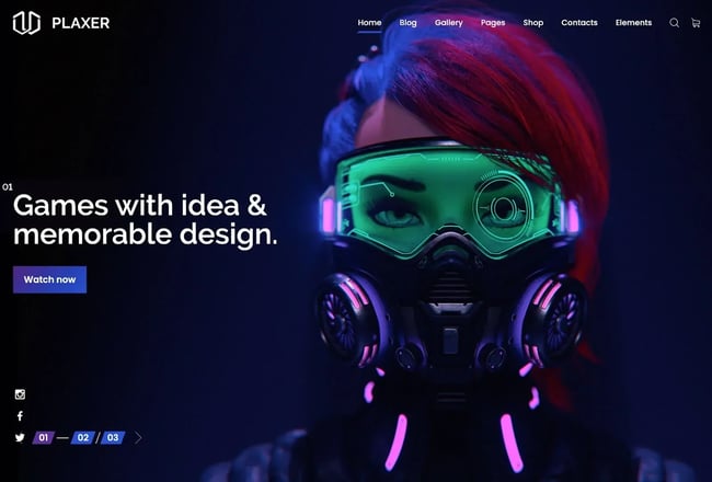 Video game WordPress theme, Plaxer