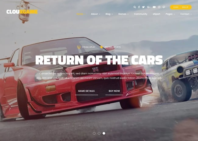 Video game WordPress theme, Cloux
