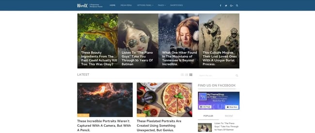 a demo of the WordPress tech blog theme WordX