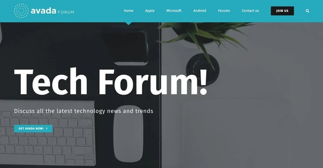 a demo of the WordPress tech blog theme Avada