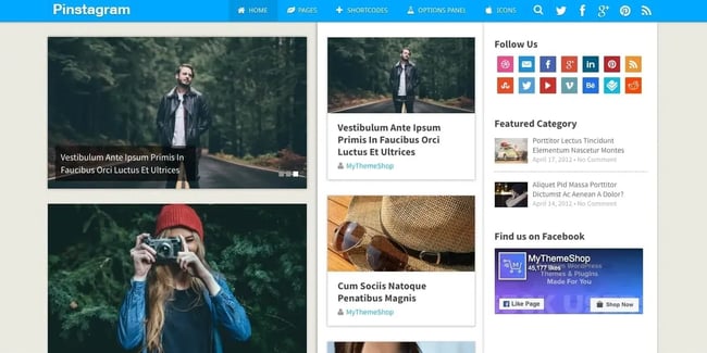 a demo of the WordPress tech blog theme Pinstagram