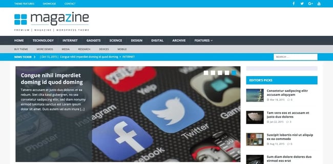 a demo of the WordPress tech blog theme MH Magazine