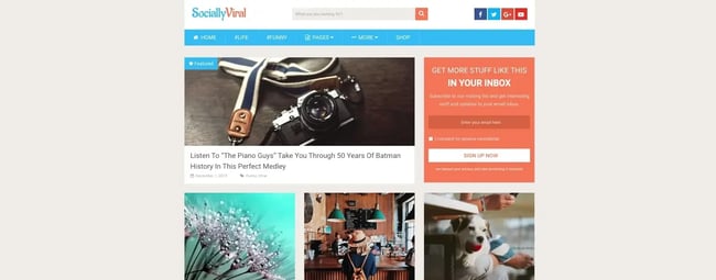 a demo of the WordPress tech blog theme SociallyViral