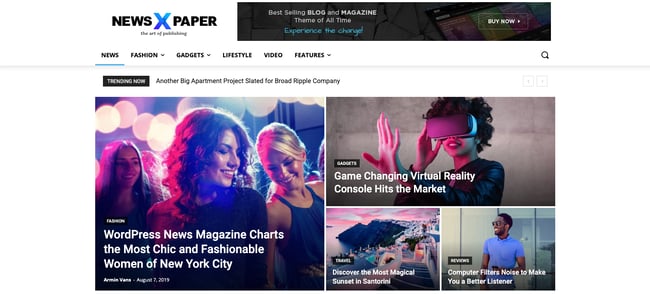 a demo of the WordPress tech blog theme Newspaper