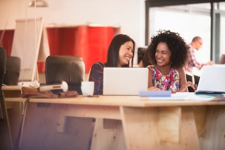 two people using a laptop to browse for a wordpress avatar plugin
