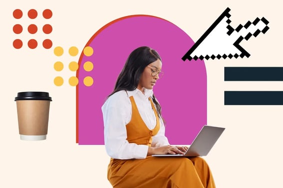 wordpress wird am laptop von frau genutzt