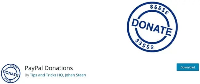 download page for the wordpress donation plugin paypal donations