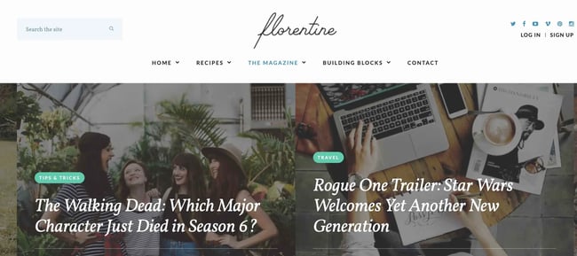 best wordpress food blog themes, Florentine