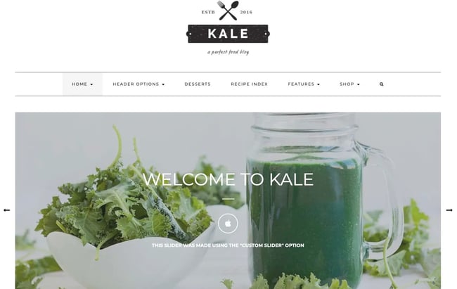 wordpress food blog themes, Kale Pro