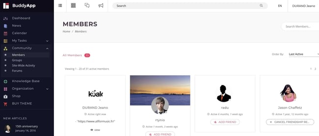 WordPress membership theme: BuddyApp
