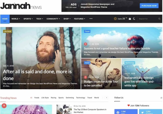 WordPress membership themes: Jannah