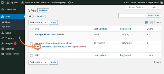 WordPress multisite domain mapping